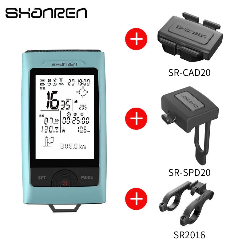 Blue Group 2 SHANREN велосипедный светильник, компьютер 2 в 1, Bluetooth, gps, велосипедный спидометр, головной светильник, водонепроницаемая велосипедная лампа, компьютерные аксессуары для велосипеда - Цвет: Blue Group 2