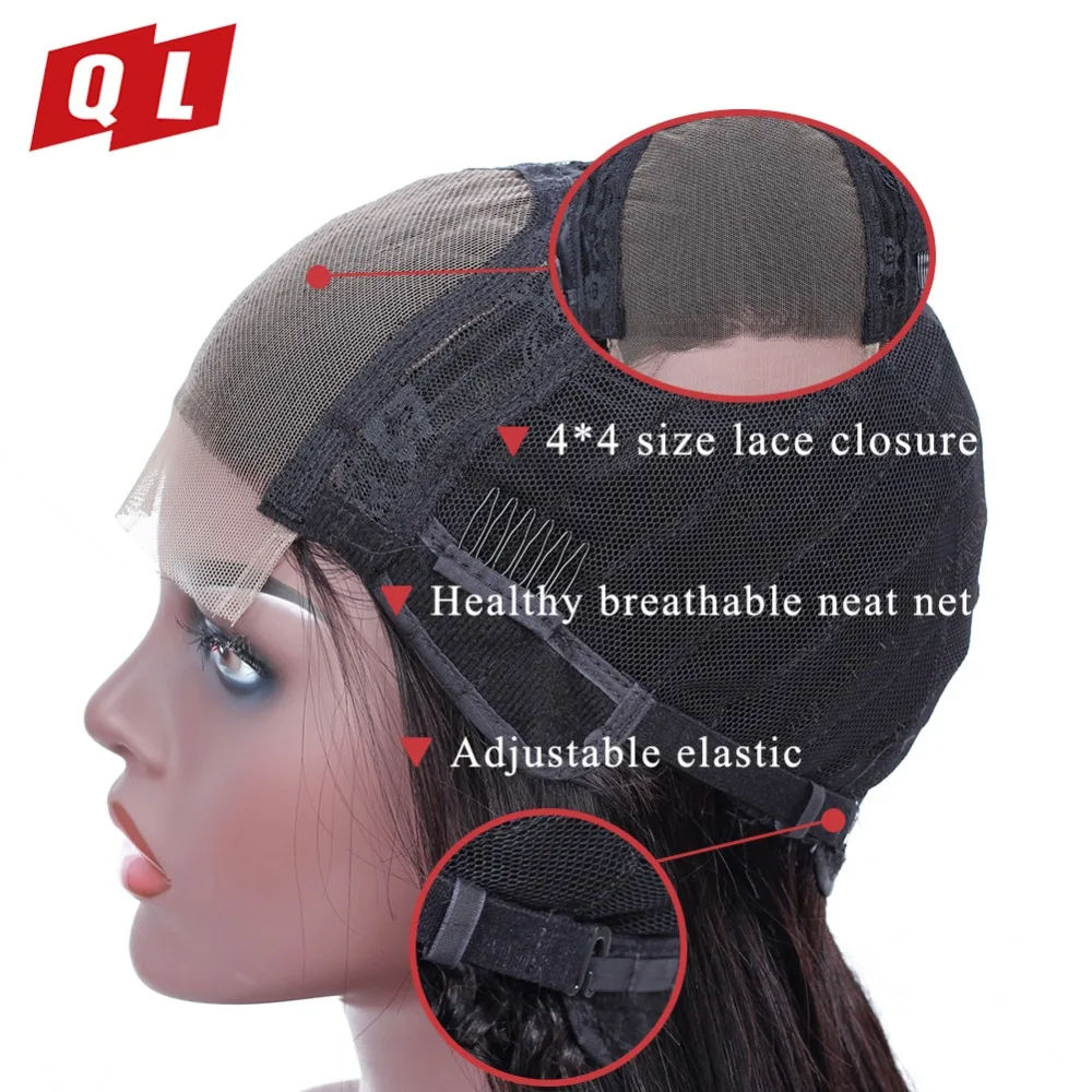 QLOVE волосы индийские Remy парик фронта шнурка с волосами младенца прямые