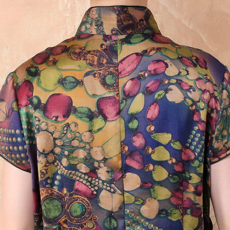 

Summer 100% Silk Women Traditional Shirt Silkworm Blouse Blusa Chinese Female Buttercup Silk Shirt Tops Mujer Camisa TYR7071