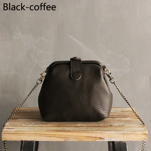 Black-coffee Дизайнерская оригинальная женская сумка через плечо из натуральной кожи, мягкая цепочка, коровья кожа, Ретро стиль, женская сумка-мессенджер, маленькая сумка для отдыха - Цвет: Black-coffee