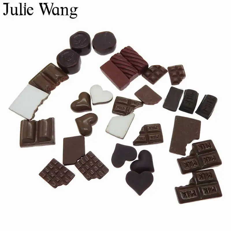 Julie Wang 30 шт. смешанный каучук молоко сердце шоколад хлеб еда кабошон слайм