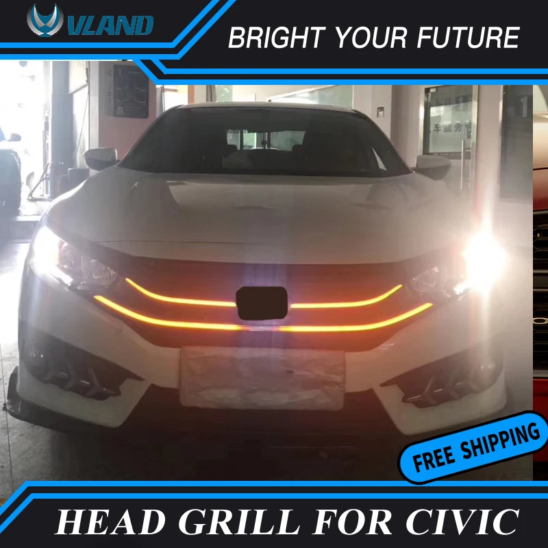 Авто головного средства ухода за кожей Шеи светильник s гриль для Honda Civic 10th 2016 2017