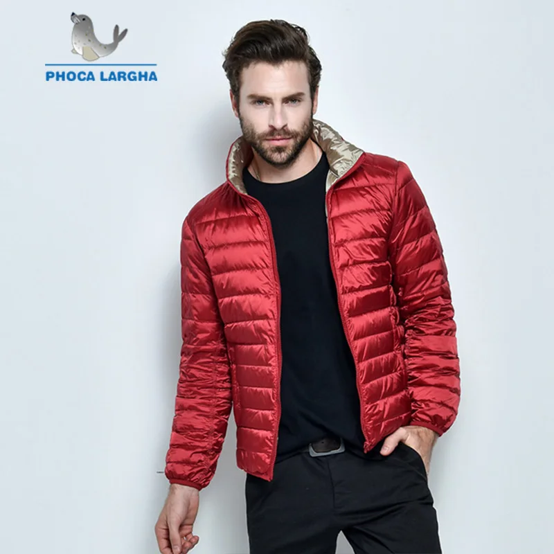 Брендовая зимняя легкая куртка Мужская модная короткая Двусторонняя одежда с