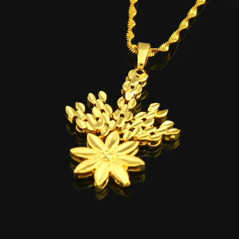 Новое поступление эфиопская подвеска с золотым цветком и ожерелье 24 К золотой