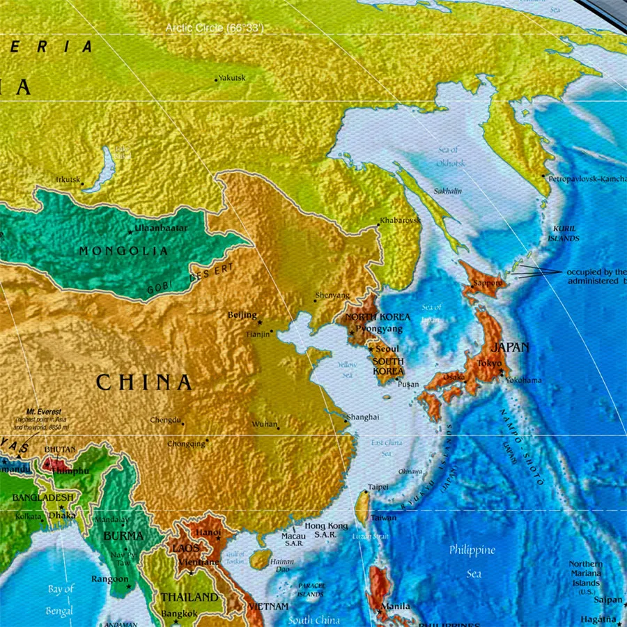 Физическая карта мира географический рисунок изысканный дизайн для обучения
