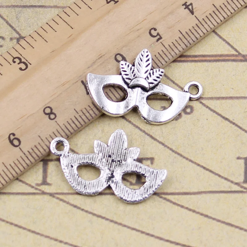 30 шт., амулеты, Маскарадная маска для вечеринки, Марди Гра, 24x15 мм, тибетский кулон, рукоделие, антикварные ювелирные изделия ручной работы