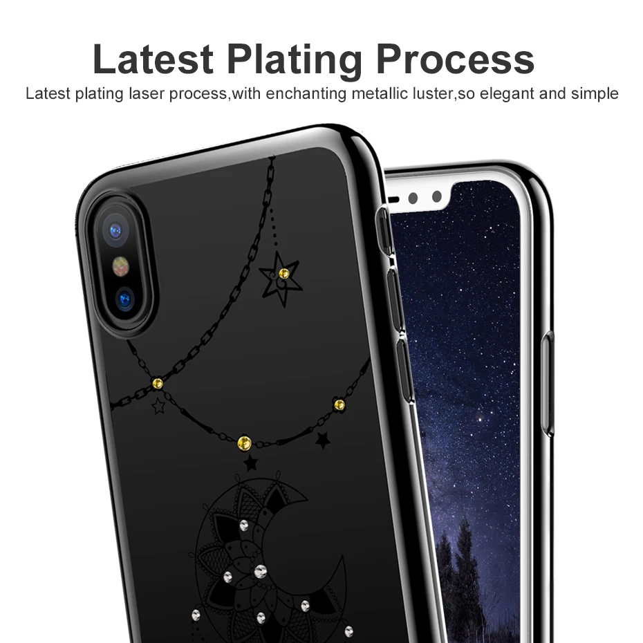Для iPhone X 10 роскошный кейс Стразы Кристалл Алмаз прозрачное прочное покрытие для