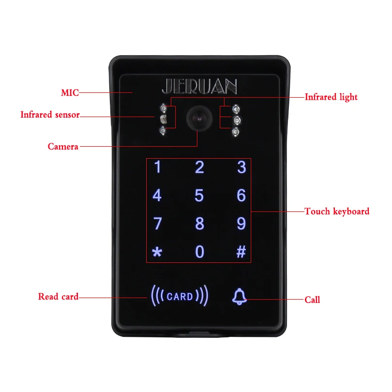 JERUAN 7 дюймов ЖК-дисплей видео домофон комплект Новые rfid-водонепроницаемый Touch
