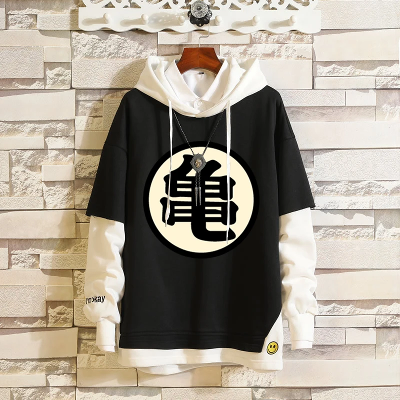 Модные Ложные толстовки из двух частей аниме Dragon Ball Z Мастер Роши слоистый хип-хоп толстовка Каме сеннин рукав на резинке Свободная Толстовка
