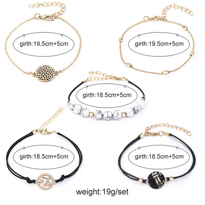 Женский винтажный браслет с бусинами золотого цвета подвеской в виде слона и