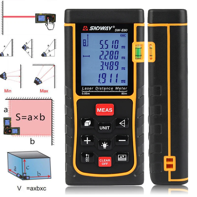 SNDWAY SW-E80 80M Digital Laser Distance Meter Rangefinder Range Finder Build Measure Device Ruler | Инструменты
