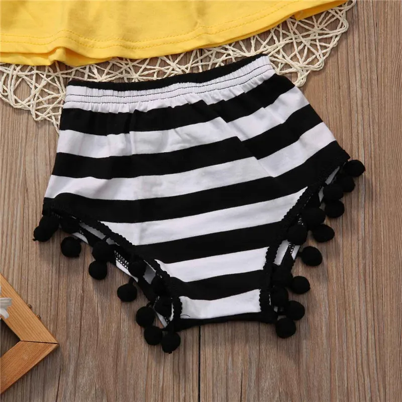 Комплект летней одежды из 3 предметов для маленьких девочек Однотонные Короткие