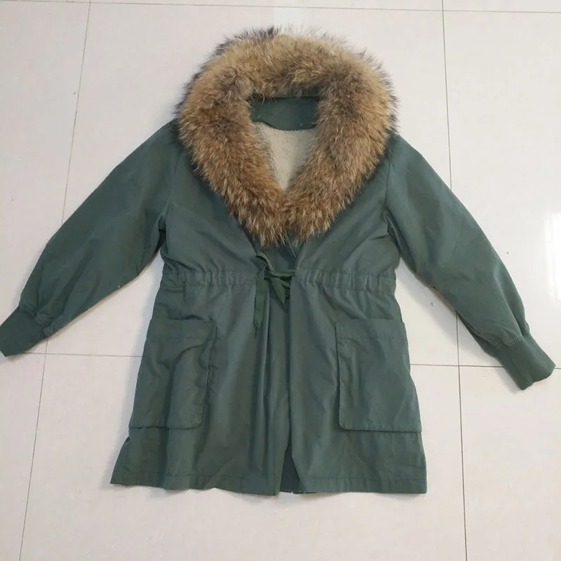 Модные зимние Куртки и пиджаки пальто для женщин Енот меховой воротник женские