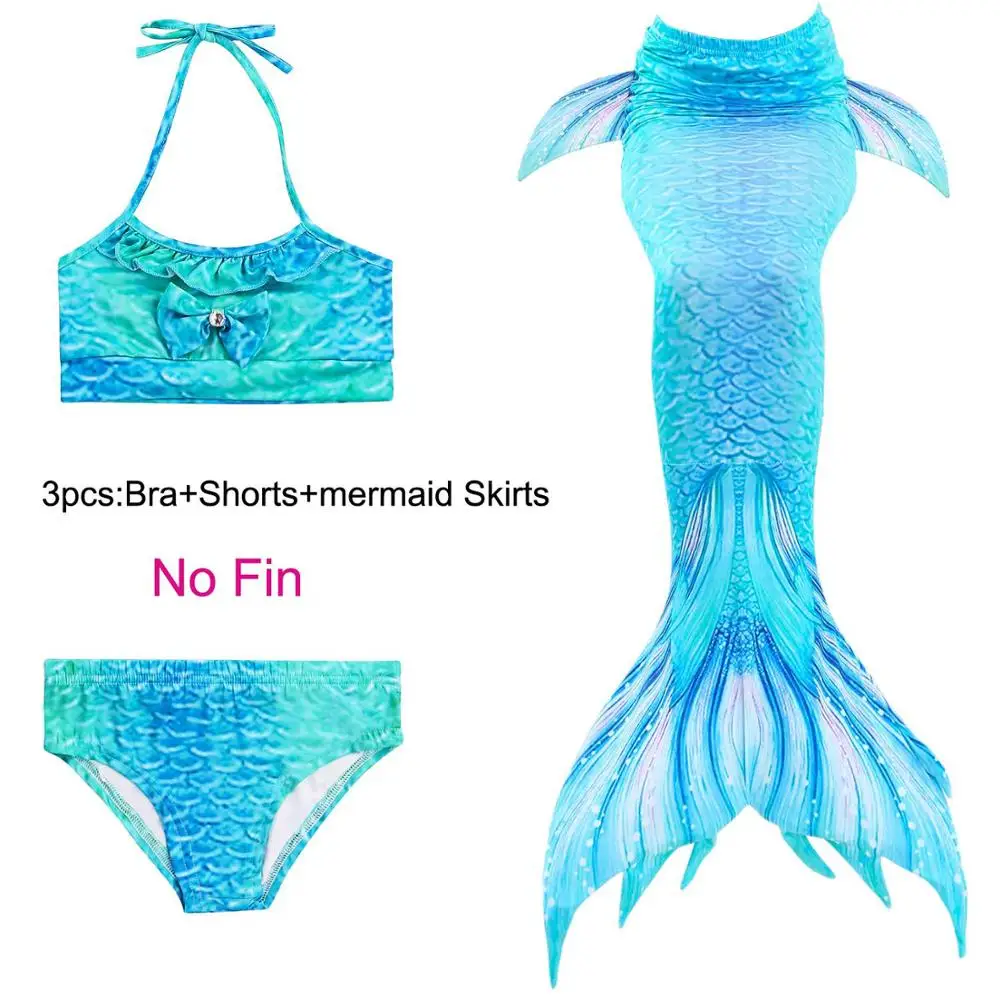 Mermaid 4 -3pcs Купальный костюм с хвостом русалки для девочек; купальный костюм с хвостом русалки для маленьких детей; детский купальный костюм с цветком плавника - Цвет: Mermaid 4 -3pcs