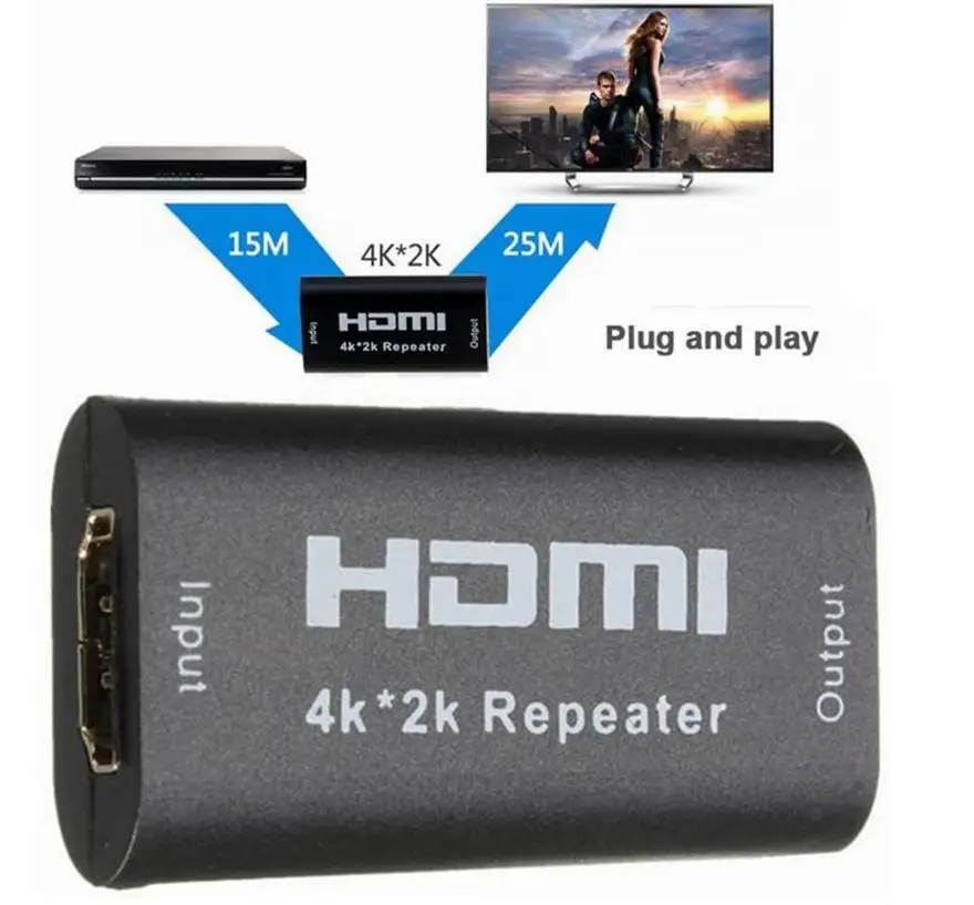 100 шт./лот HDMI ретранслятор 1080P 3D 4K * 2K усилитель адаптер для превышения сигнала HDTV