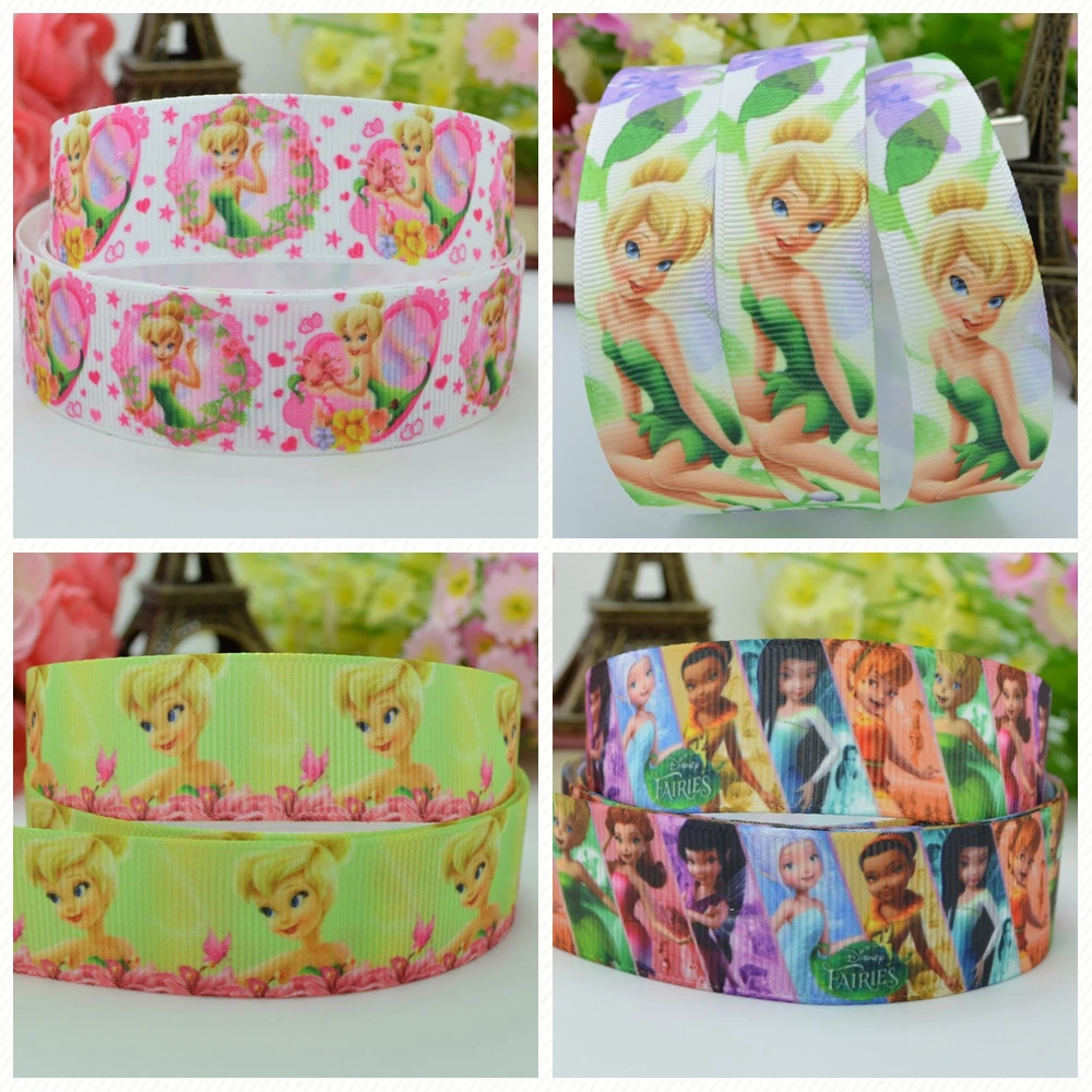 DUWES 7/8 &quot22 мм 2 5 10 20 50 ярдов Tinker Bell fairy Printed grosgrain лента бант для волос сделай сам