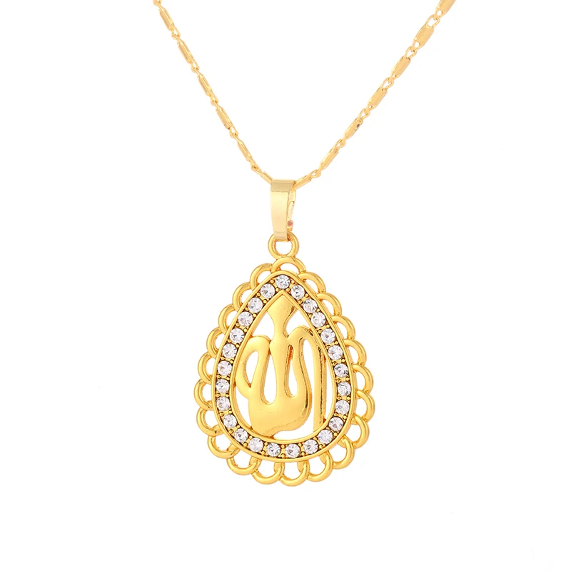 Ожерелье с кулоном из страз золотого цвета классический Арабская религиозная