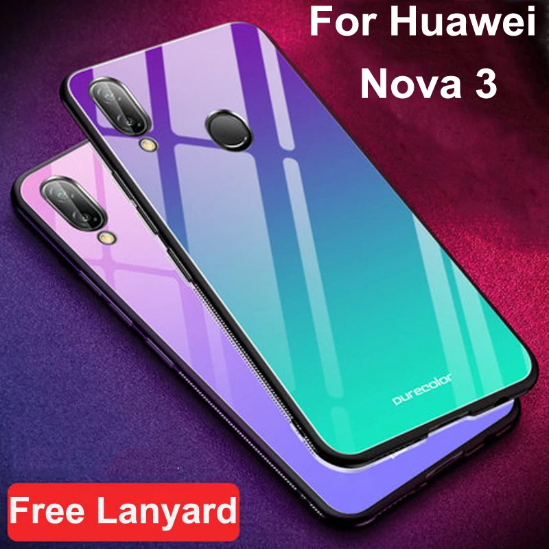 

Чехол для Huawei Nova 3 case градиент закаленное стекло + мягкий край крышки 6,3 ''для Huawei Nova3 мечта стеклянные витрины PAR-AL00 оболочки