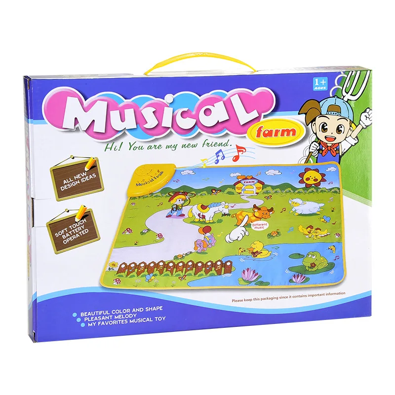 F Funny Farm Music Mat Game Carpet for Baby Crawling Power By 2x AA Battery Kids Rug Developing Children DropShipping | Дом и сад