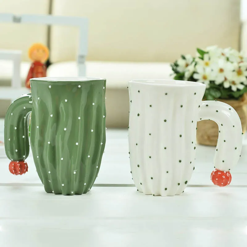 GLLead Creative Cactus Plastic Arts Ceramic Coffee Mug Office Breakfast Milk Teacup Porcelain Afternoon Tea Mugs 350ml Cup | Дом и сад