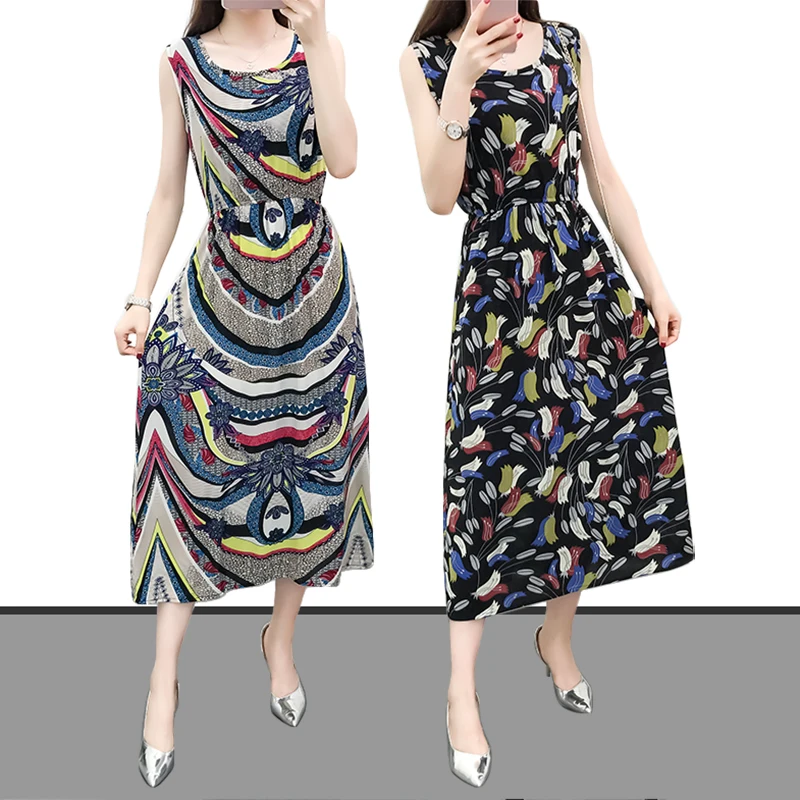 Платья женские длинные макси платья 2019 Летние цветочные печати Boho пляжное платье