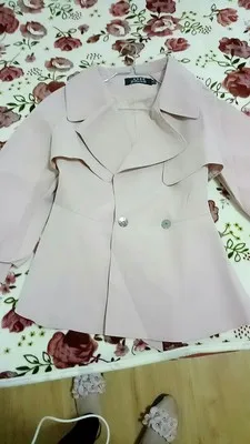 Весна Осень женский 2XL короткий параграф универсальная ветровка пальто шнуровка тонкий похудение двубортный девять очков sleevey9
