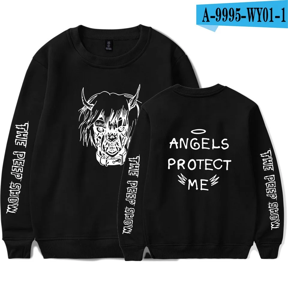 black WEJNXIN Lil Peep ANGELS PROTECT ME толстовки уличная хип-хоп Толстовка для мужчин и женщин унисекс пуловер вентиляторы одежда с длинным рукавом - Цвет: black
