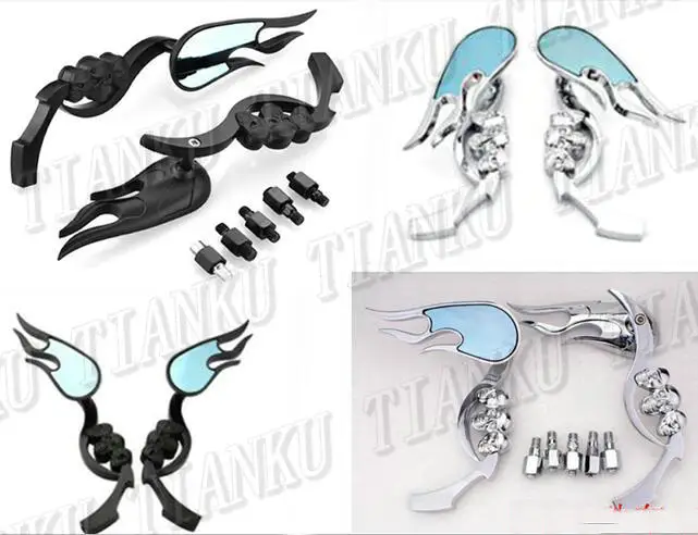 Мотоцикл Пламя Зеркала Череп для Honda Shadow Spirit Sabre Aero ACE Steed VLX 400 600 1100 DLX VTX1300 1800 Magna VF 250