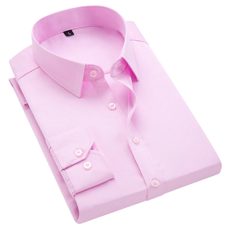New Smart Casual Shirts Men Wedding Business Party Formal Business Men Dress Shirts Male Solid White Shirt Mans Plus Size