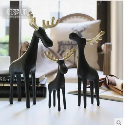 Винтажный Золотой олень в американском и стиле 1-3 шт. украшение для гостиной
