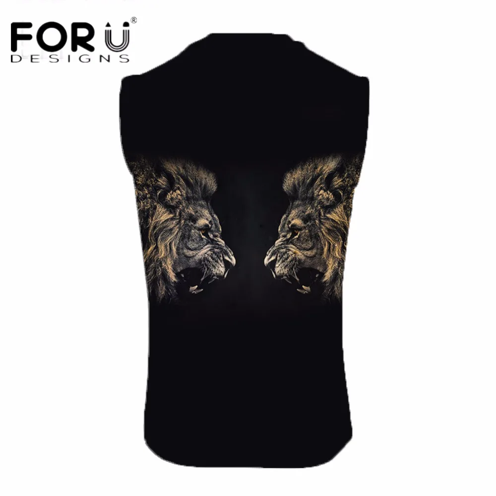 FORUDESIGNS/мужская футболка без рукавов с 3D принтом льва бодибилдинг для фитнеса