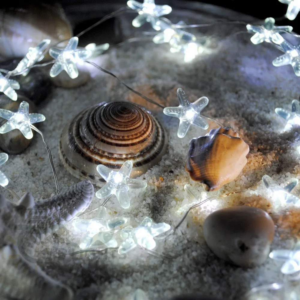 Гирлянда с 30 светодиодами в виде морской звезды питание от батарейки AA