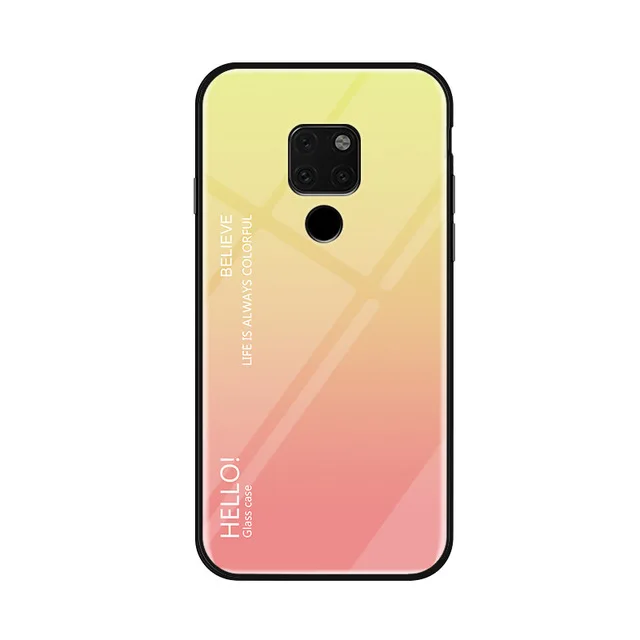 Yellow Чехол из закаленного стекла Ollyden для huawei mate 20X, роскошная градиентная задняя крышка, мягкая рамка, чехол для телефона huawei mate 20 X, чехол в виде ракушки - Цвет: Yellow
