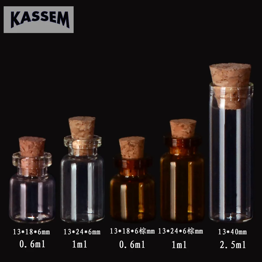 Опт 1 мл мини стеклянные флаконы с пробкой пустые маленькие прозрачные бутылки