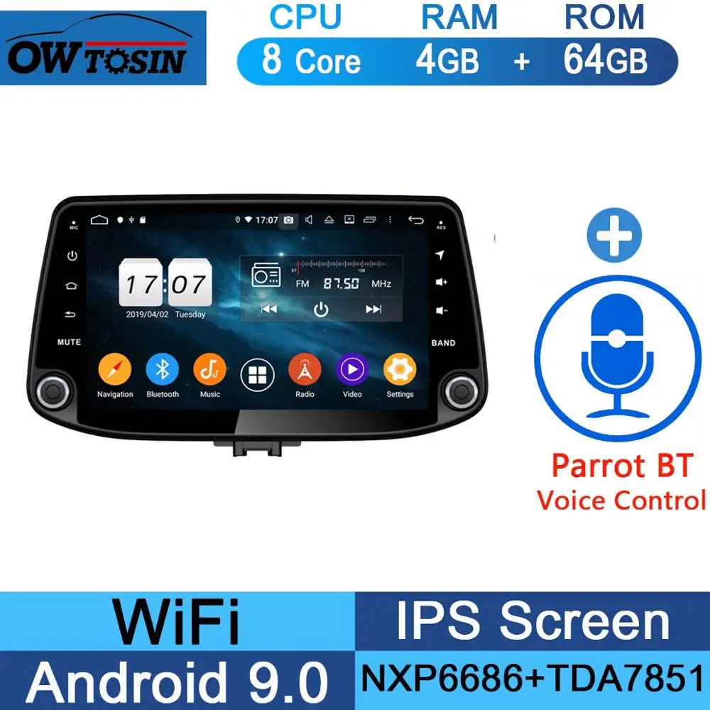 64G Parrot BT " ips 8 ядерный 4 Гб+ 64 ГБ Android 9,0 автомобильный мультимедийный плеер для hyundai i30 gps навигация радио DSP CarPlay Parrot BT - Цвет: 64G Parrot BT