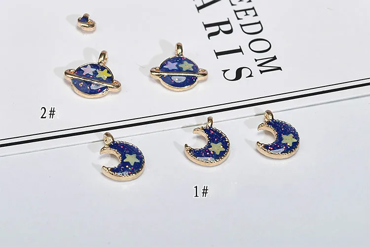 Diy jewelry accessories alloy pendants Korea fashion creative pearl moon planet earrings eardrop necklace | Украшения и