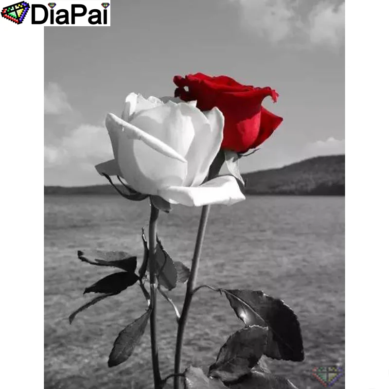 

DIAPAI Diamond Painting 5D DIY 100% Full Square/Round Drill "Rose flower scenery"Diamond Embroidery Cross Stitch 3D Decor A22029