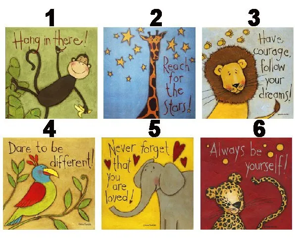 

6 pieces Cartoon animals Canvas Painting Prints Wall Pictures For Kids Bedroom pictures No Frame cute kids' room wall painting