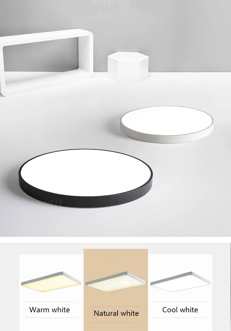 Minimalist Black/White art modern led ceiling lights for bedroom kids room Round square led home indoor ceiling lamp Fixture