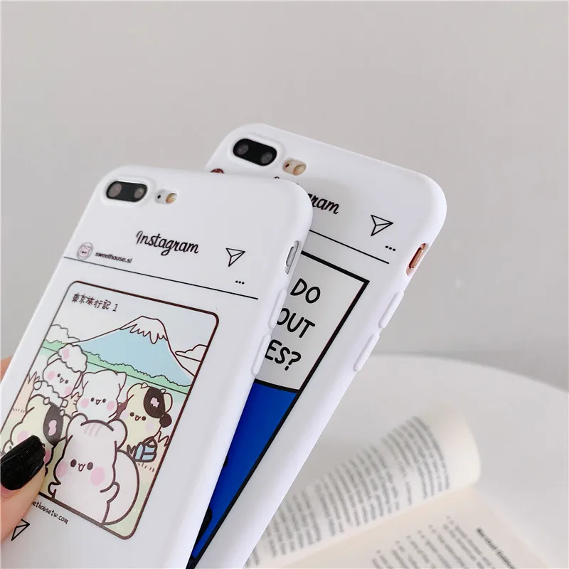 Чехол с милыми мультяшными персонажами для iPhone X XS MAX XRWhite background text dialog box