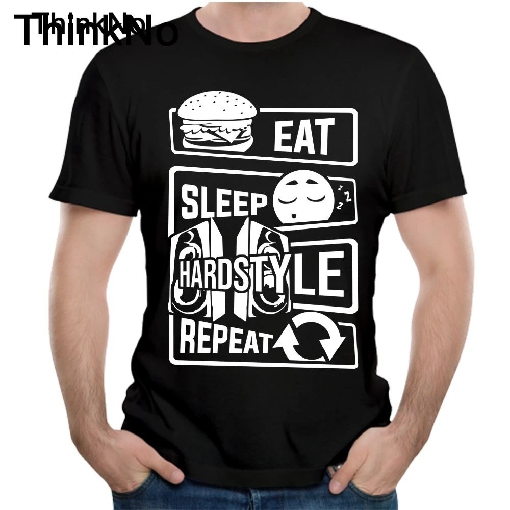 Футболка Zk2ilqqab3e с коротким рукавом и надписью Eat Sleep Hardstyle|Мужские футболки| |