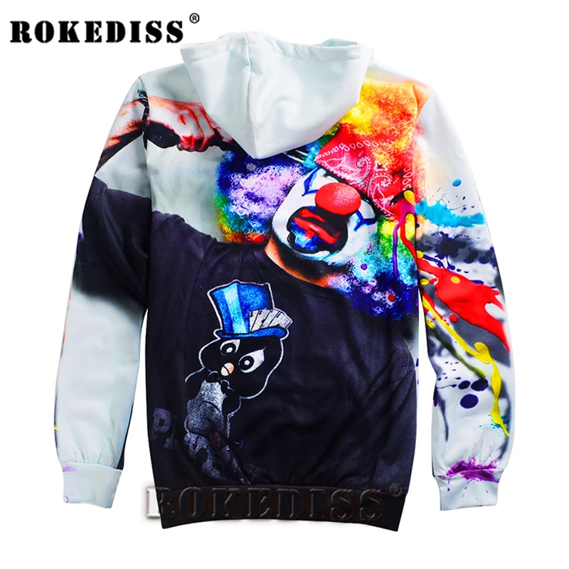 2016 Новые 3D Печатные Толстовки Стрелять Клоун Граффити Женщины/мужская С Длинным
