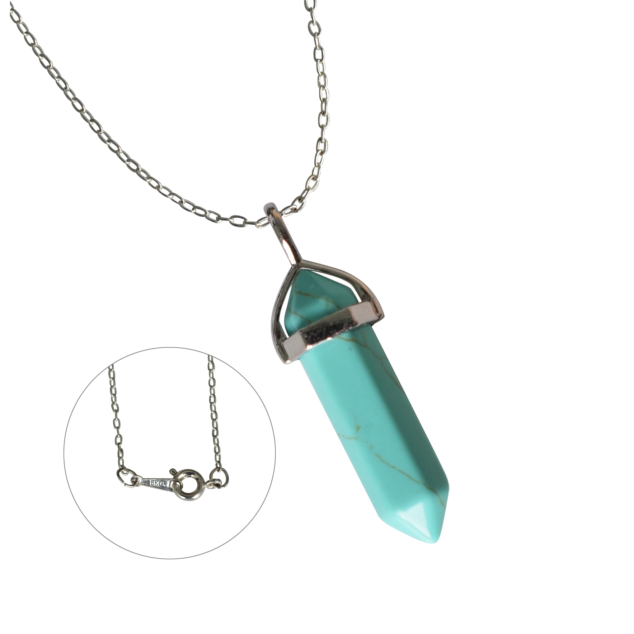 Винтажное ожерелье с кулоном из кварца и кристаллов для женщин howlite, ожерелье из лазурита с тигровым глазом, модное ювелирное изделие, бижутерия - Окраска металла: Turquoise