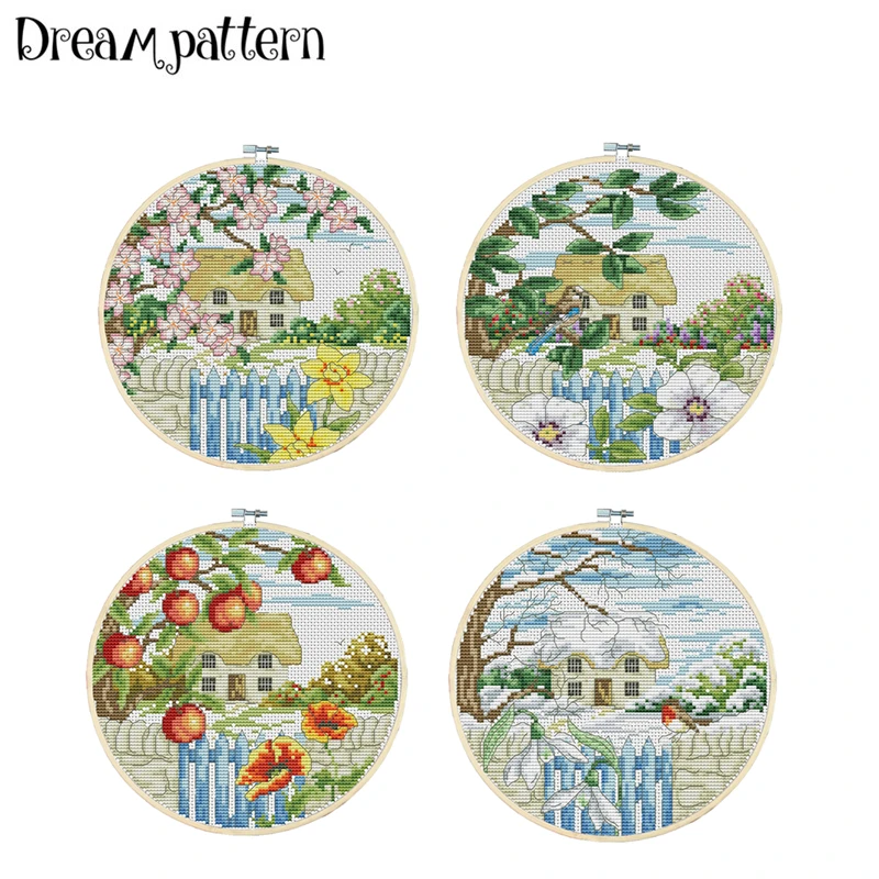 

Four seasons (Spring) cross stitch kit aida 14ct 11ct count print canvas stitches embroidery DIY handmade needlework