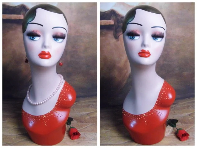 Женский манекен из стекловолокна головной убор Винтаж головы бюст|head bust|mannequin