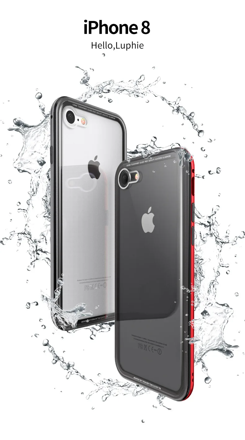 Роскошный Металлический Чехол-бампер для Apple iPhone 7, 8, закаленное покрытие, алюминиевый чехол для iPhone 8 plus, 7plus