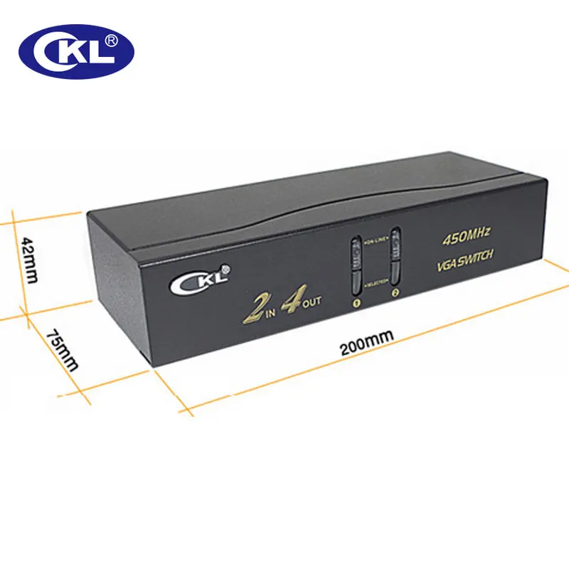 CKL 2x4 VGA переключатель сплиттер 2 в 4 поддержка 2048*1536 450 МГц для ПК мониторы и ТВ