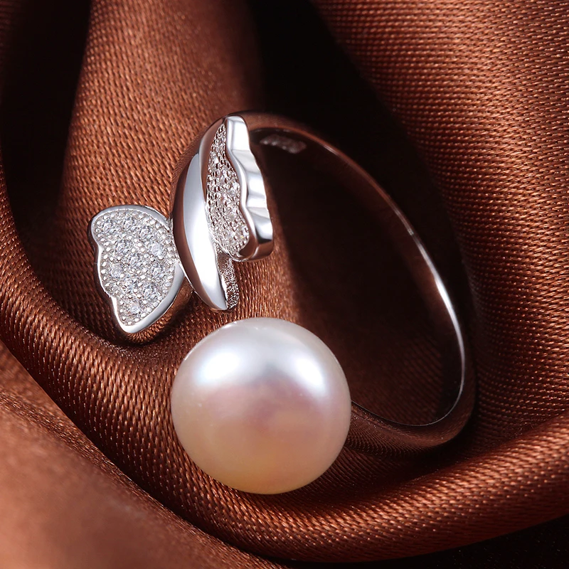 ORSA JEWELS большая рекламная акция женское регулируемое кольцо бабочка& жемчуг и блестящие AAA CZ модные вечерние ювелирные изделия PSR08-29