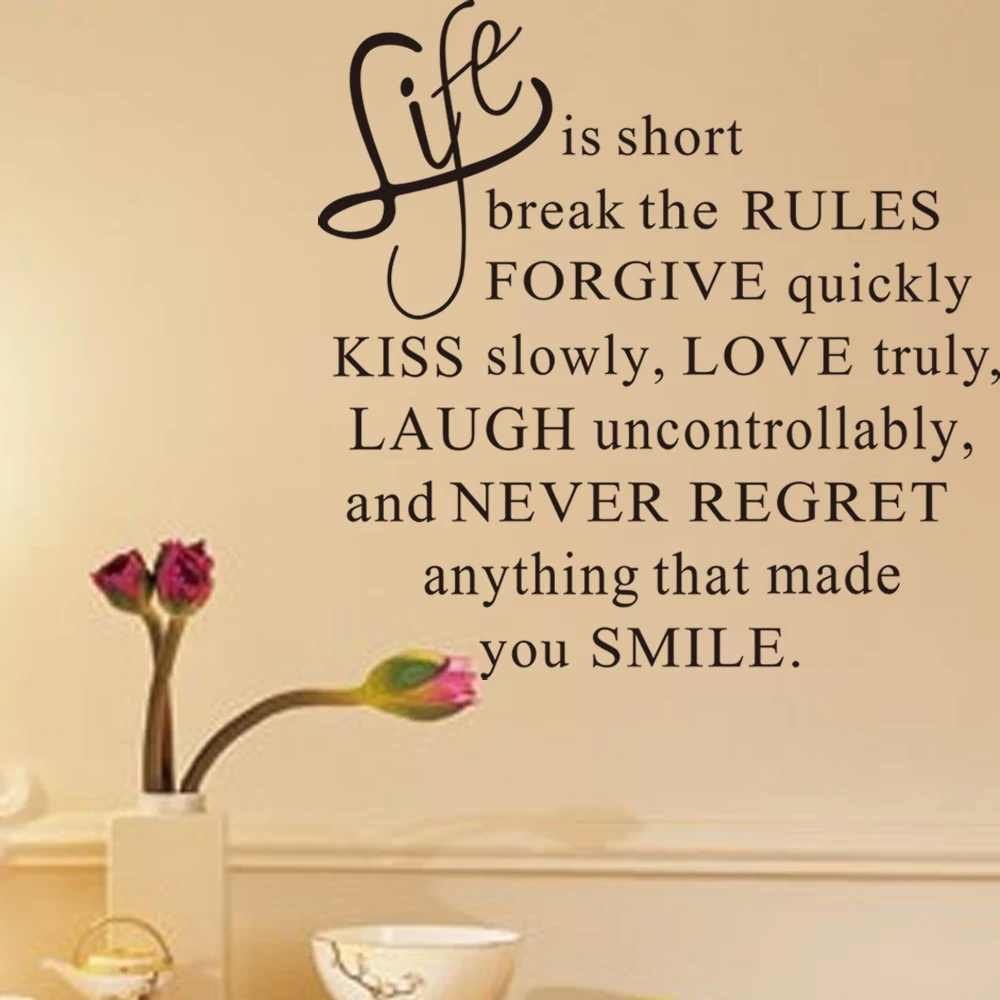 

DIY Life Is Short Words Removable quotes Wall Sticker Wall Decal Fashion Home Decoration for bedroom living room Mural Art PVC