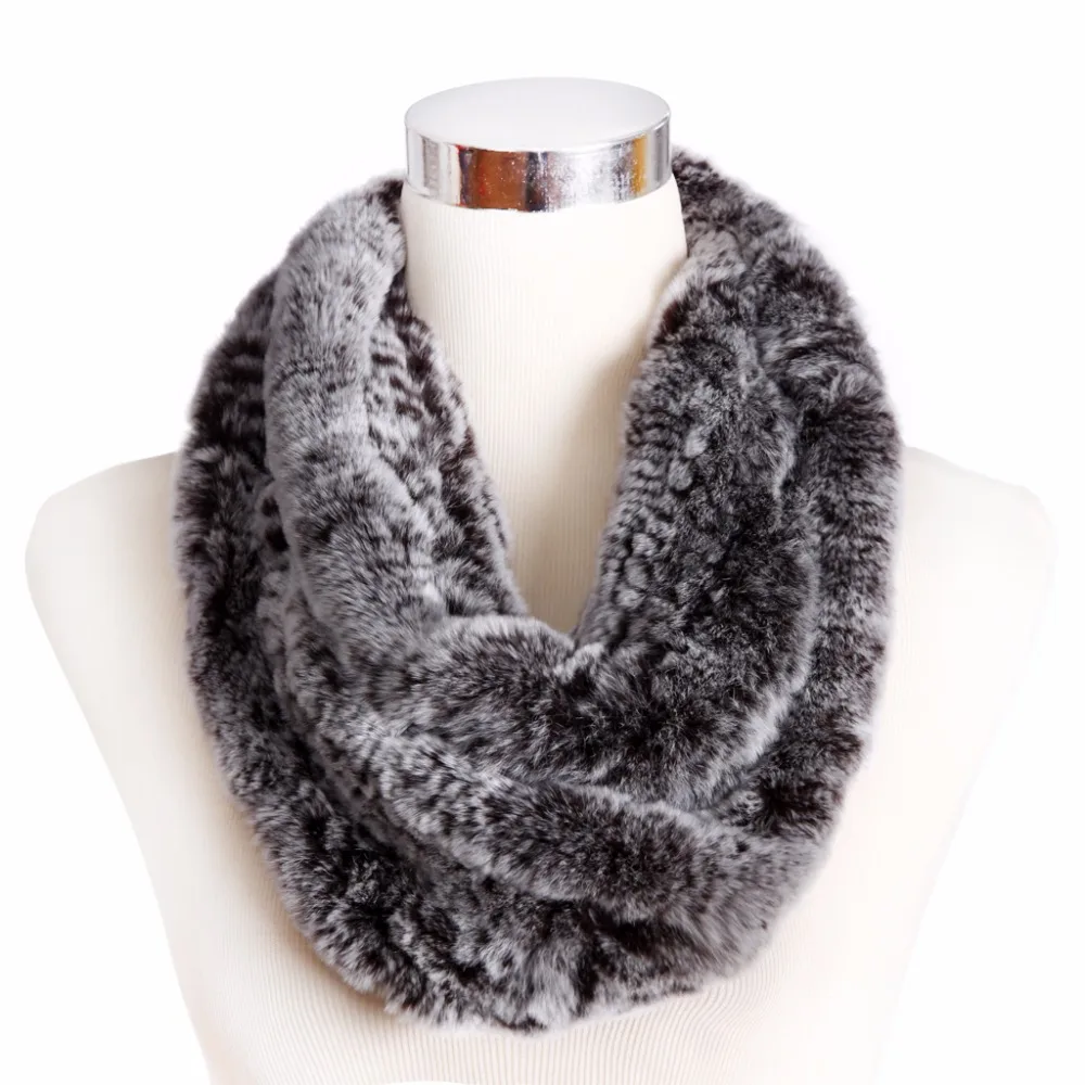 ZY86002 2016 Hot Sale Winter Fashion Multicolor Neckwarmers Genuine Knitted Rex Rabbit Fur Big Scarves Wraps Women Neck Scarf |